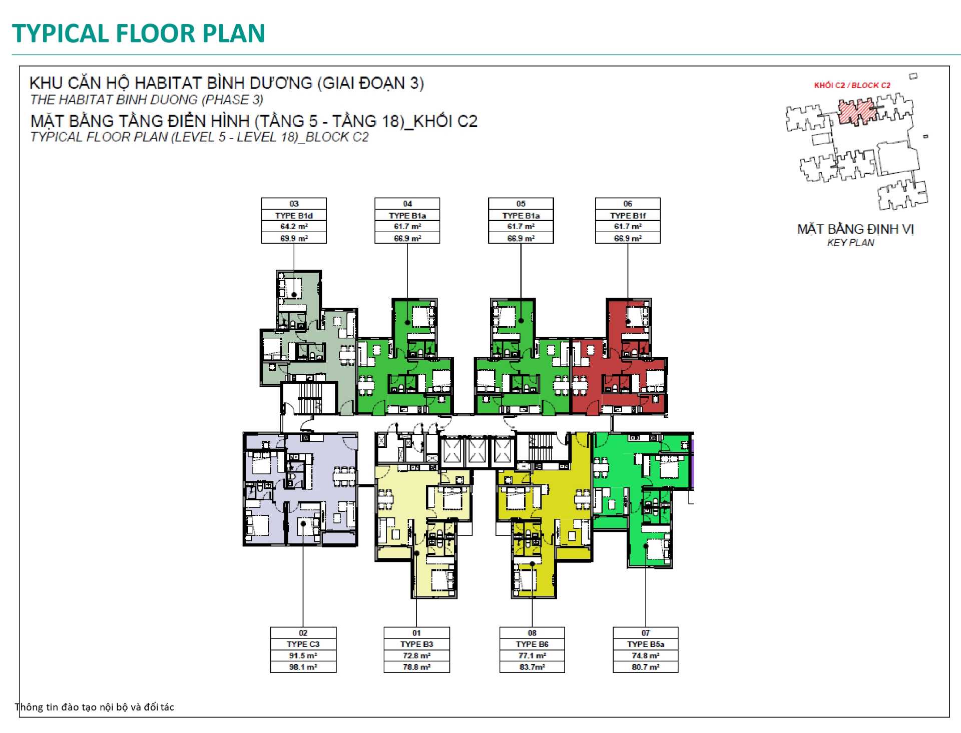 Mặt bằng căn hộ The Habitat tầng 5-18 tháp C2