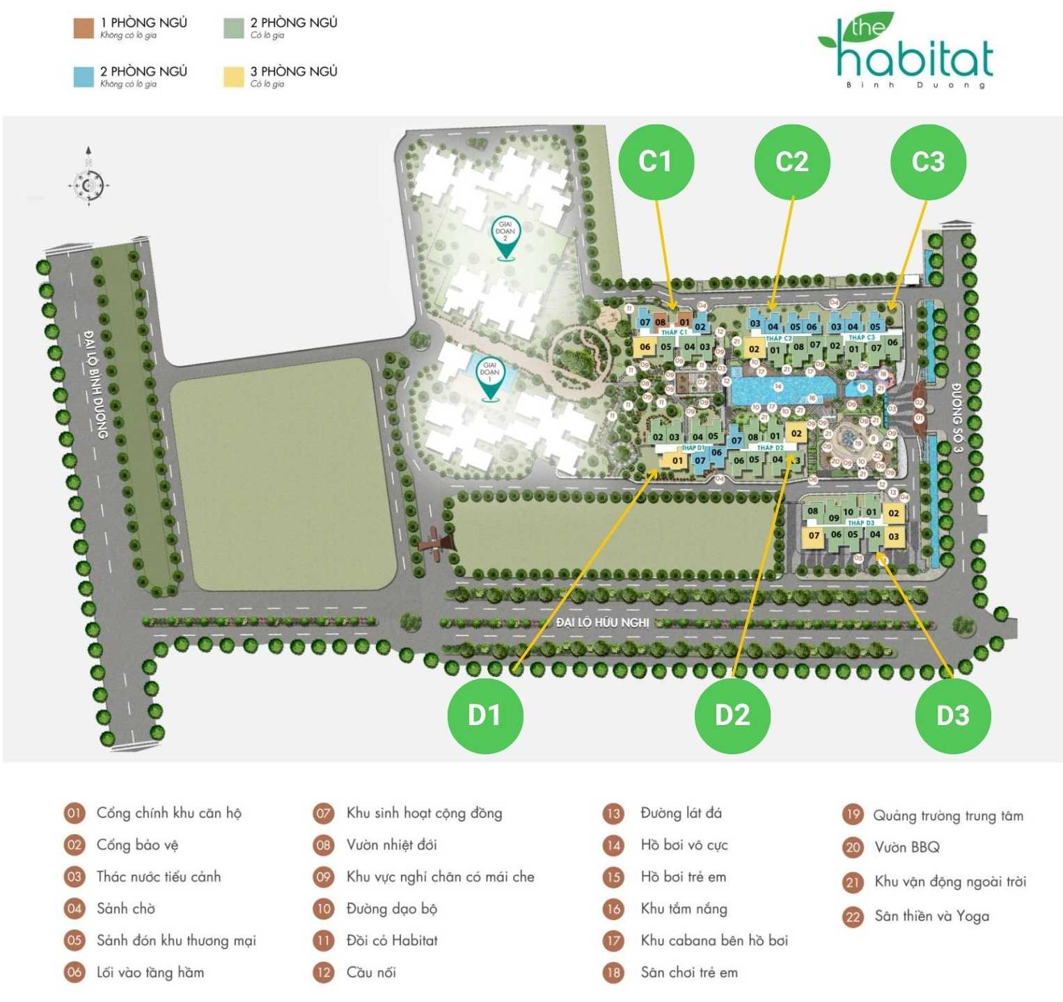 Mặt bằng căn hộ The Habitat QL13 Thuận An