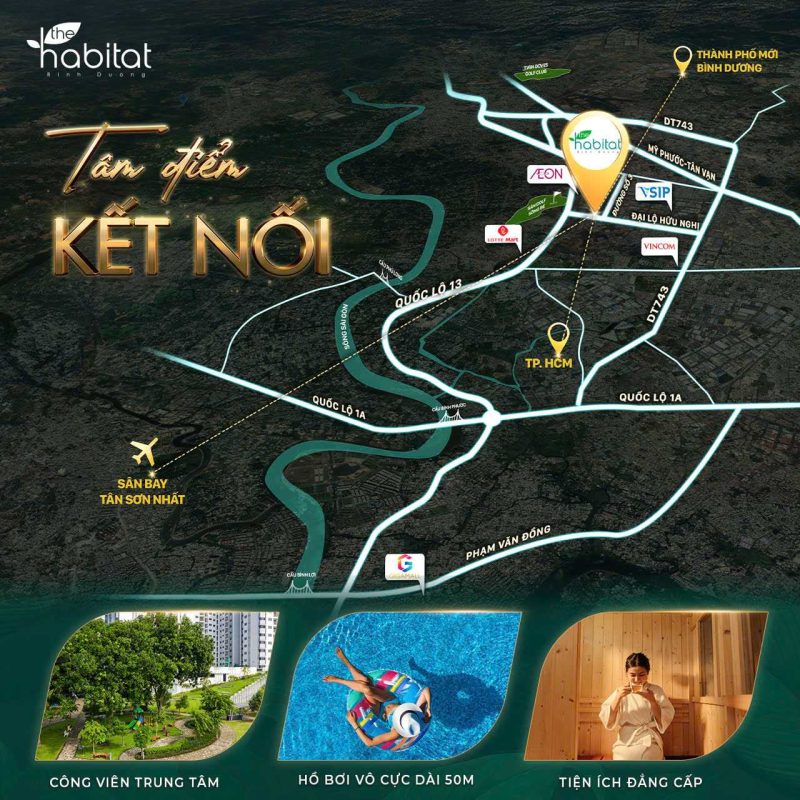 vỊ trí kết nối căn hộ Habitat Vsip1 Aeon Mall